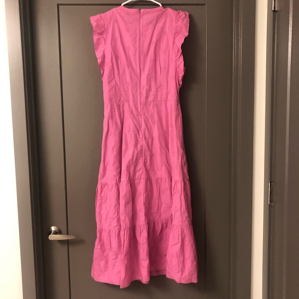 NWT Gap Flutter Sleeve Bubblegum Pink Midi Eyelet Dress Size 8 - Picture 4 of 7